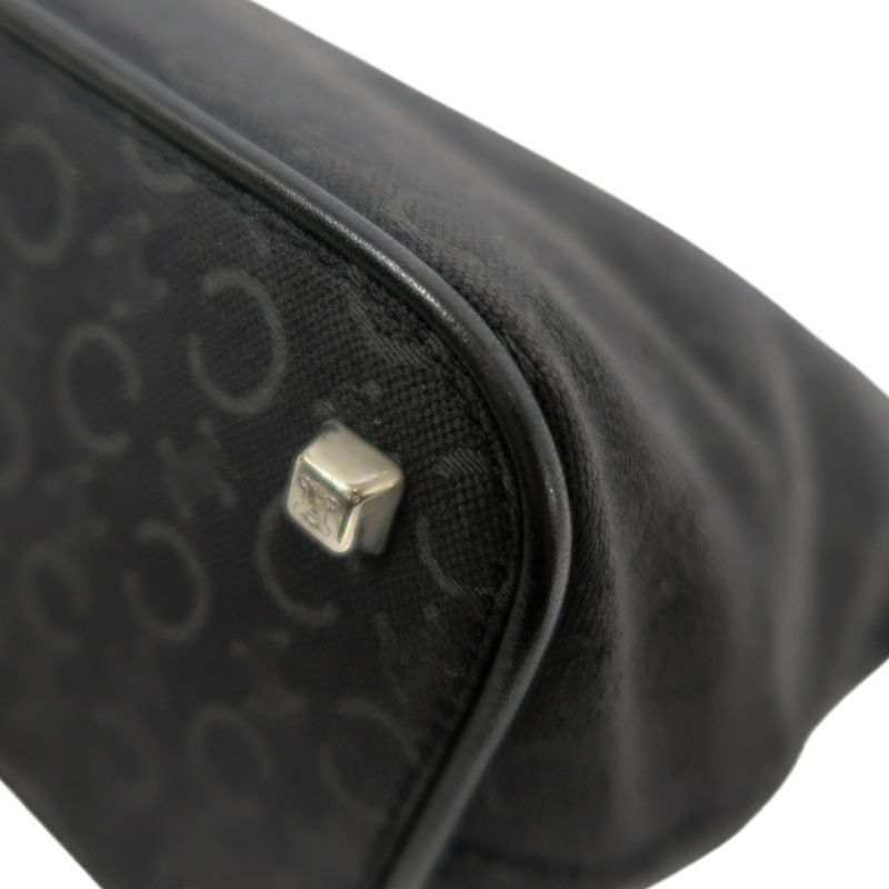 CELINE Canvas Shoulder Bag in Black with Silver Hardware