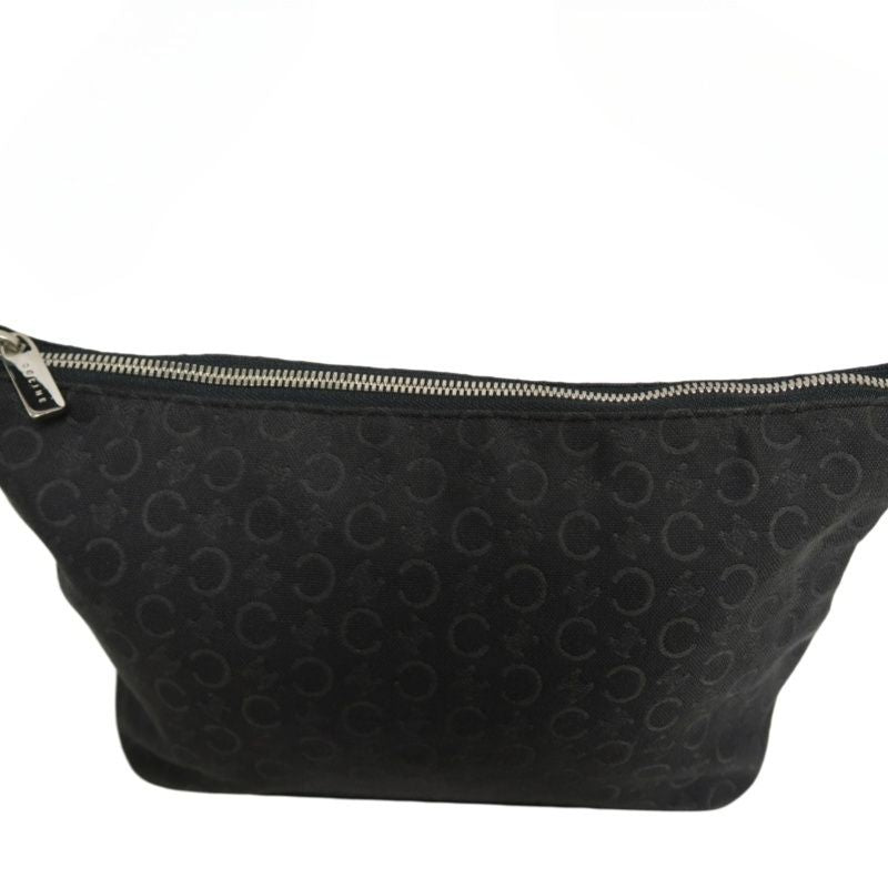 CELINE Canvas Shoulder Bag in Black with Silver Hardware