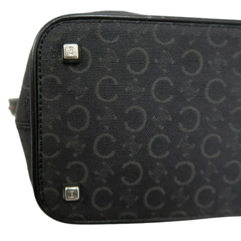 CELINE Canvas Shoulder Bag in Black with Silver Hardware