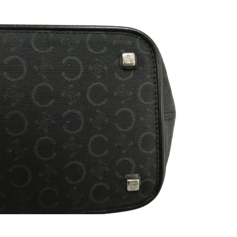 CELINE Canvas Shoulder Bag in Black with Silver Hardware