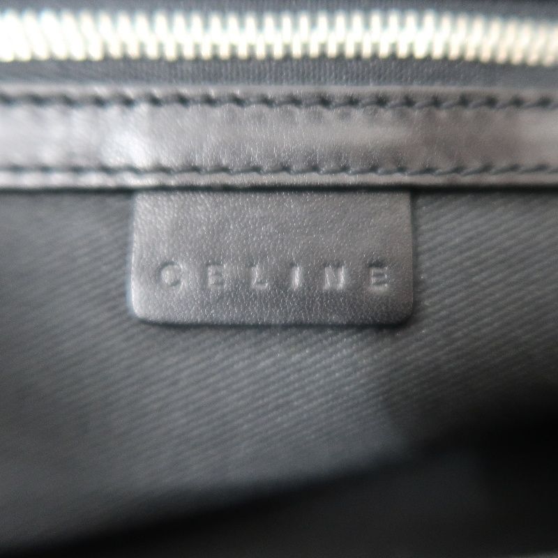 CELINE Canvas Shoulder Bag in Black with Silver Hardware