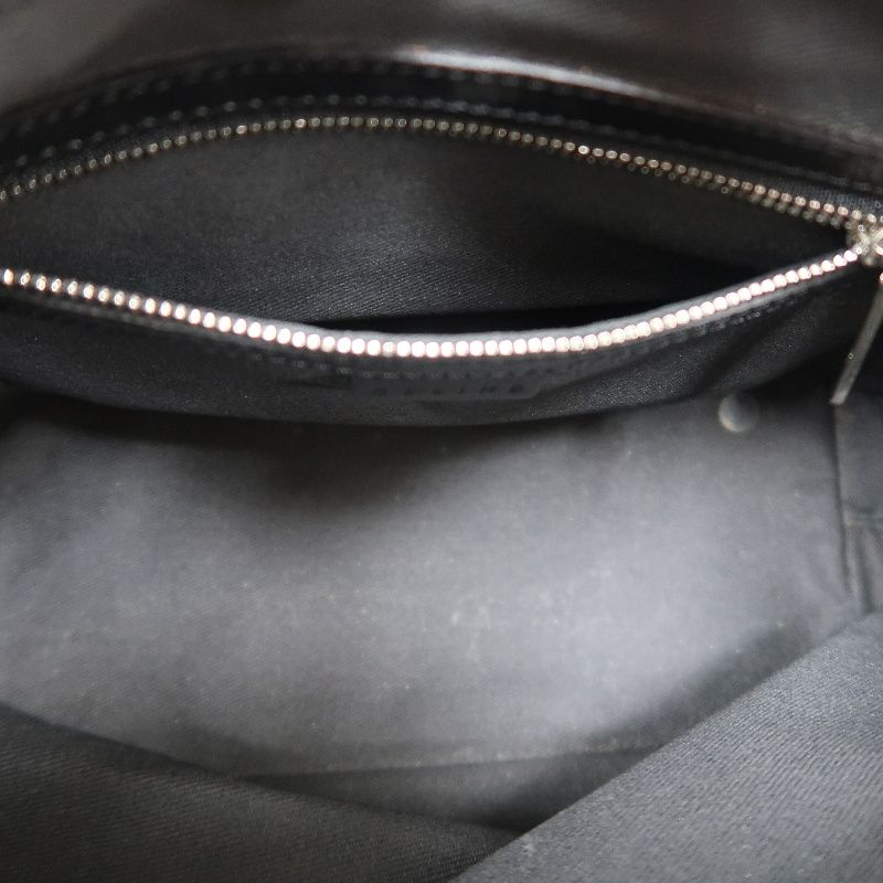 CELINE Canvas Shoulder Bag in Black with Silver Hardware