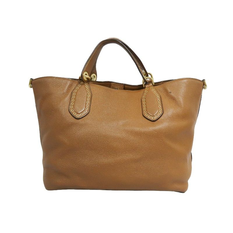 MICHAEL KORS Leather Tote Bag in Brown with Gold Hardware, Shoulder Strap and Tassel Detail