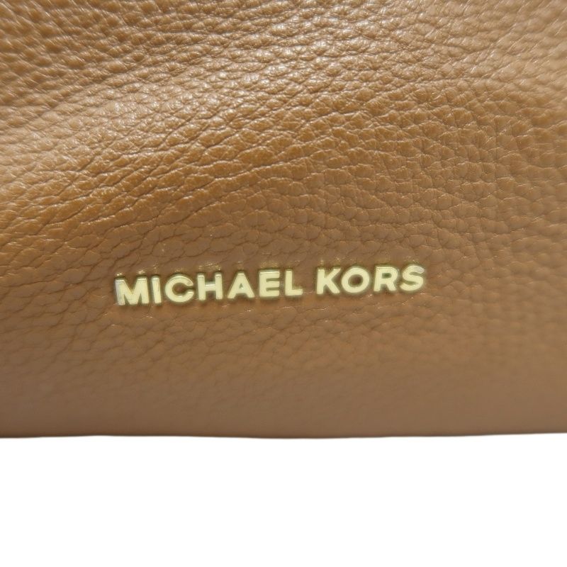 MICHAEL KORS Leather Tote Bag in Brown with Gold Hardware, Shoulder Strap and Tassel Detail