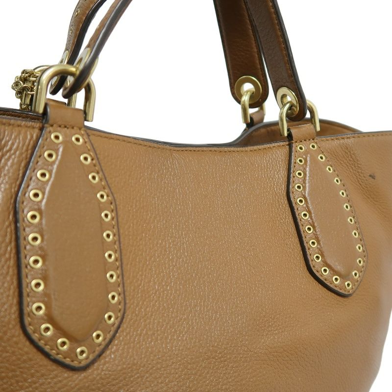 MICHAEL KORS Leather Tote Bag in Brown with Gold Hardware, Shoulder Strap and Tassel Detail