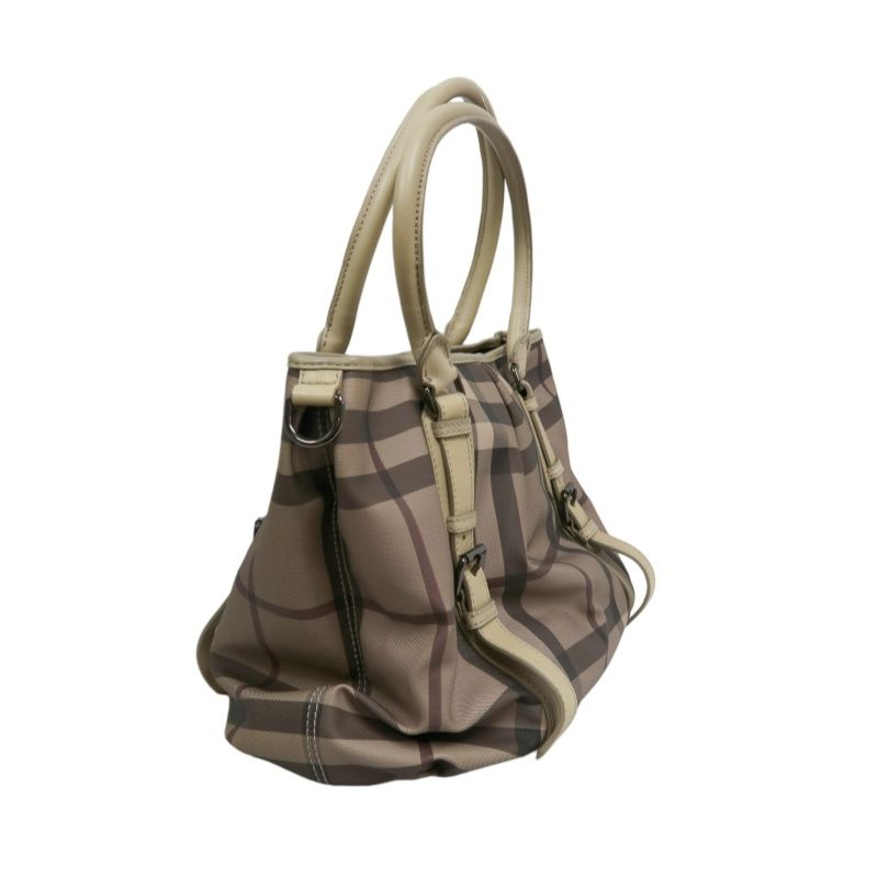 BURBERRY Check Handbag PVC Beige
