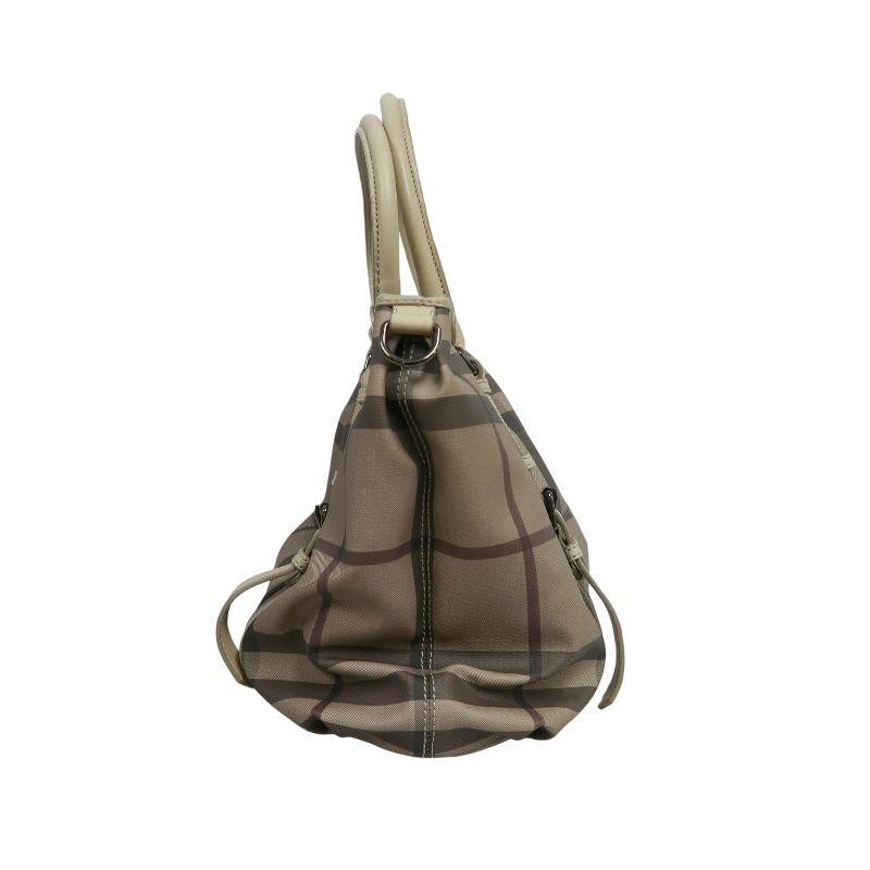 BURBERRY Check Handbag PVC Beige