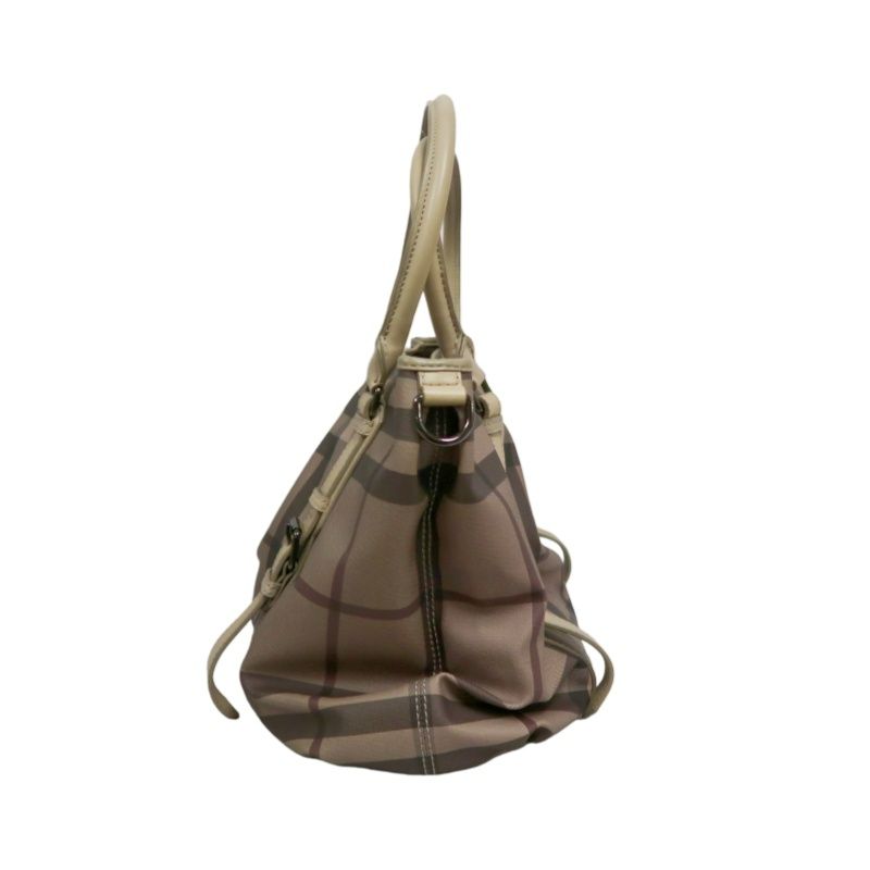 BURBERRY Check Handbag PVC Beige