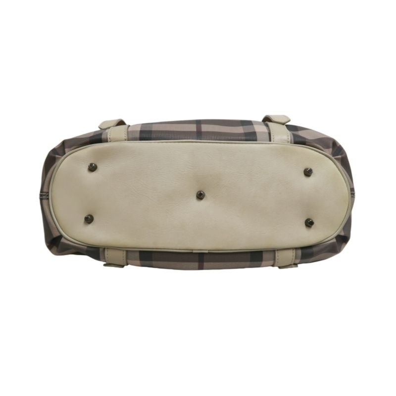 BURBERRY Check Handbag PVC Beige
