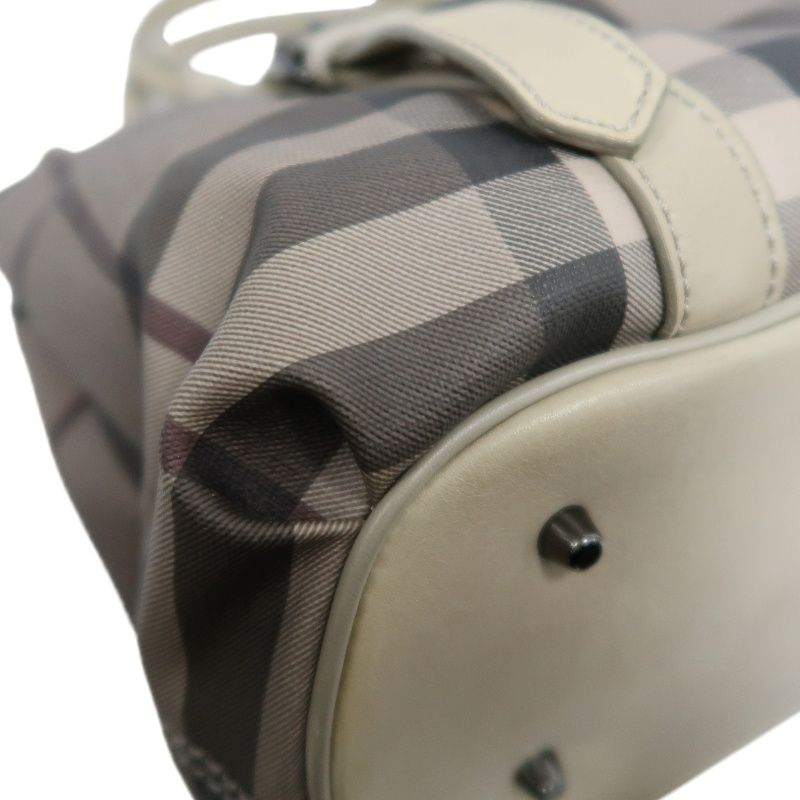 BURBERRY Check Handbag PVC Beige