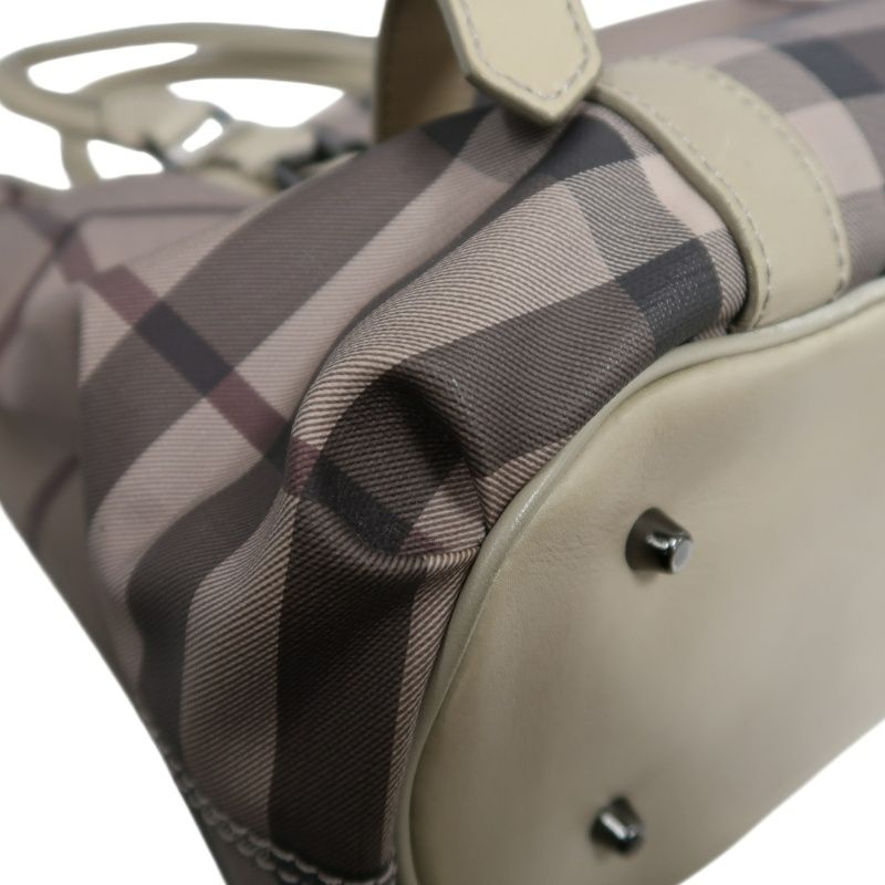 BURBERRY Check Handbag PVC Beige