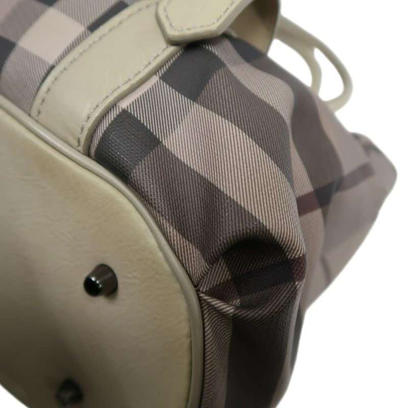 BURBERRY Check Handbag PVC Beige