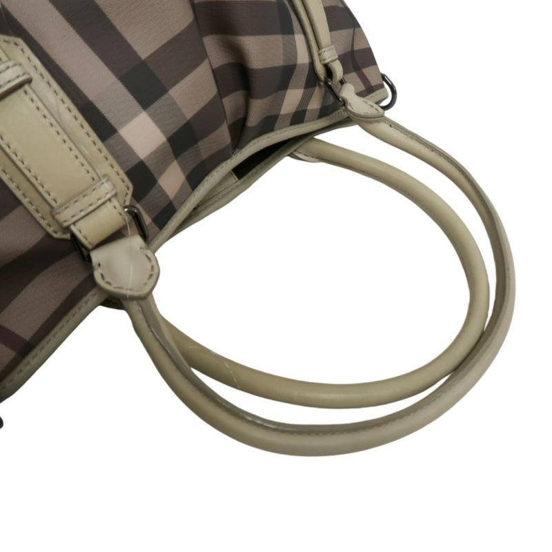 BURBERRY Check Handbag PVC Beige