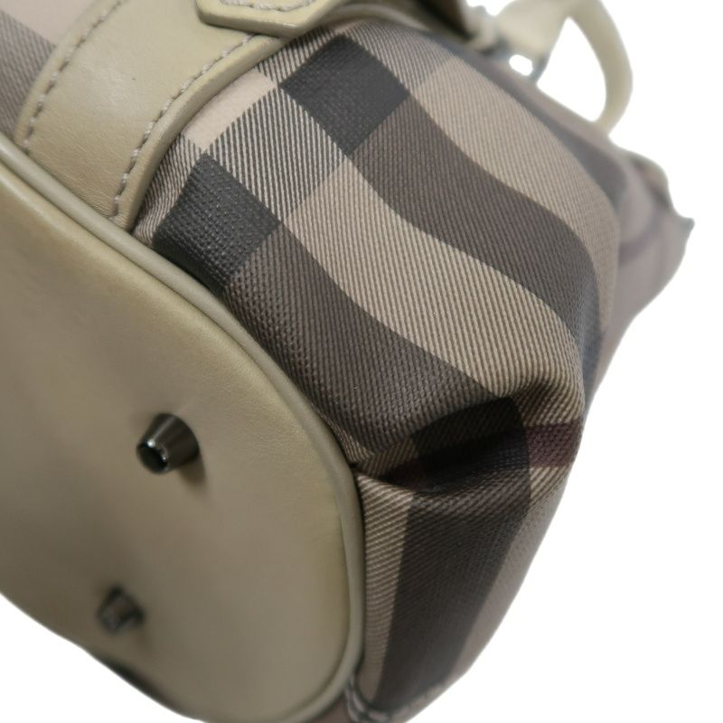 BURBERRY Check Handbag PVC Beige