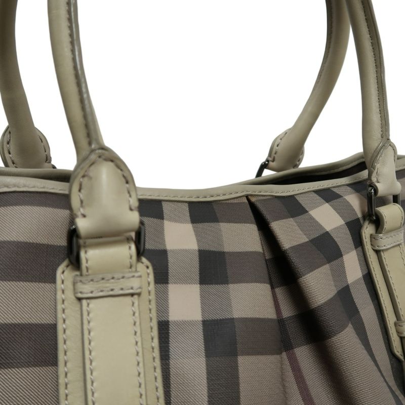BURBERRY Check Handbag PVC Beige