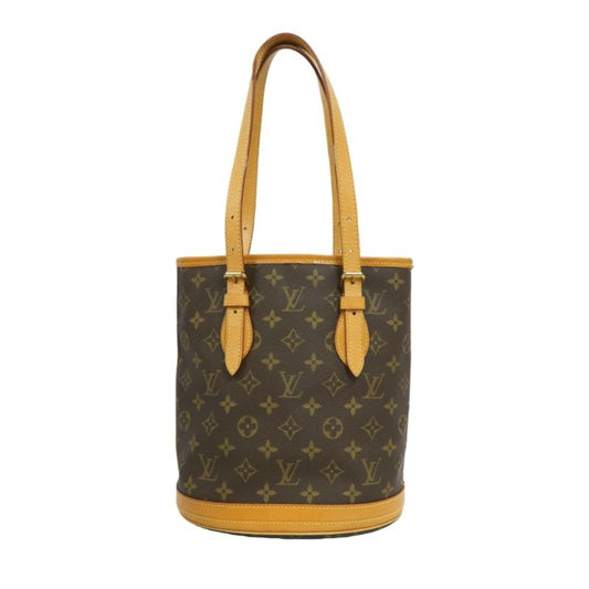 LOUIS VUITTON Bucket PM Monogram Handbag, Brown, With Pouch