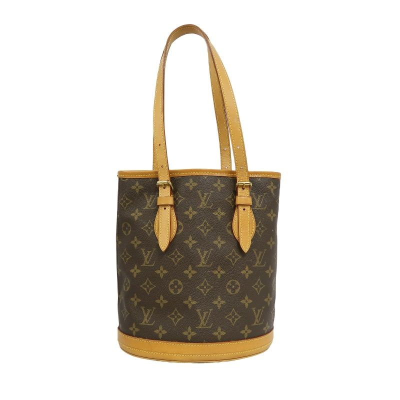 LOUIS VUITTON Bucket PM Monogram Handbag, Brown, With Pouch