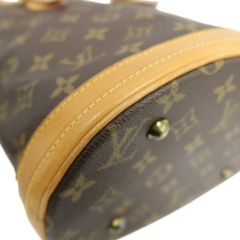 LOUIS VUITTON Bucket PM Monogram Handbag, Brown, With Pouch