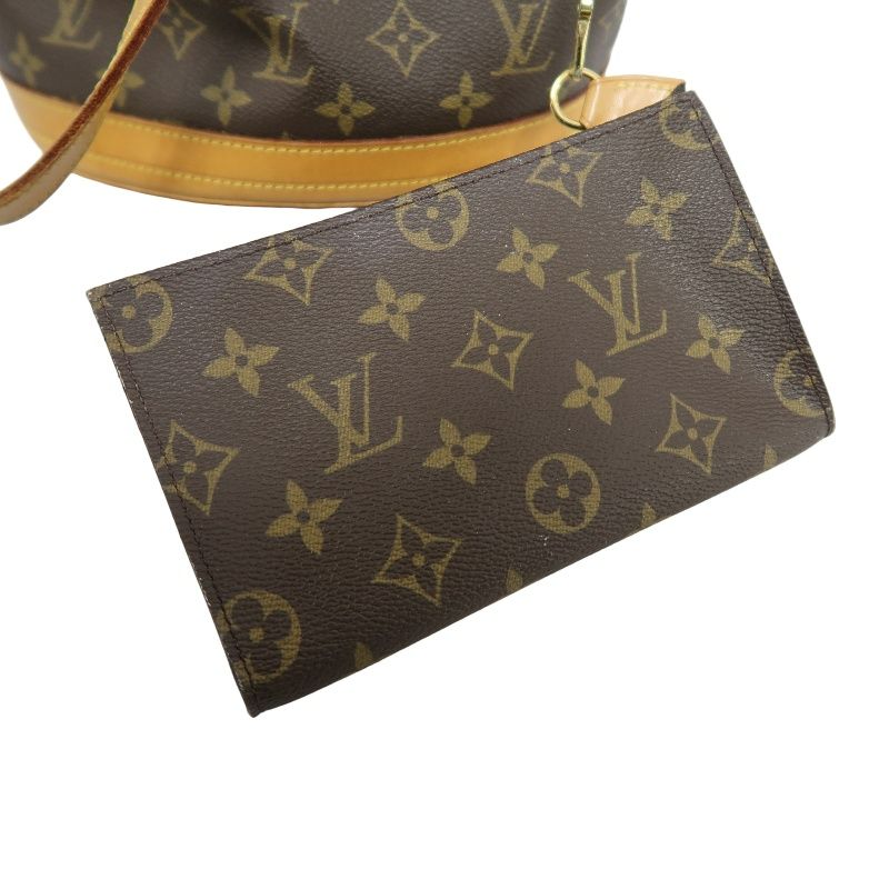 LOUIS VUITTON Bucket PM Monogram Handbag, Brown, With Pouch