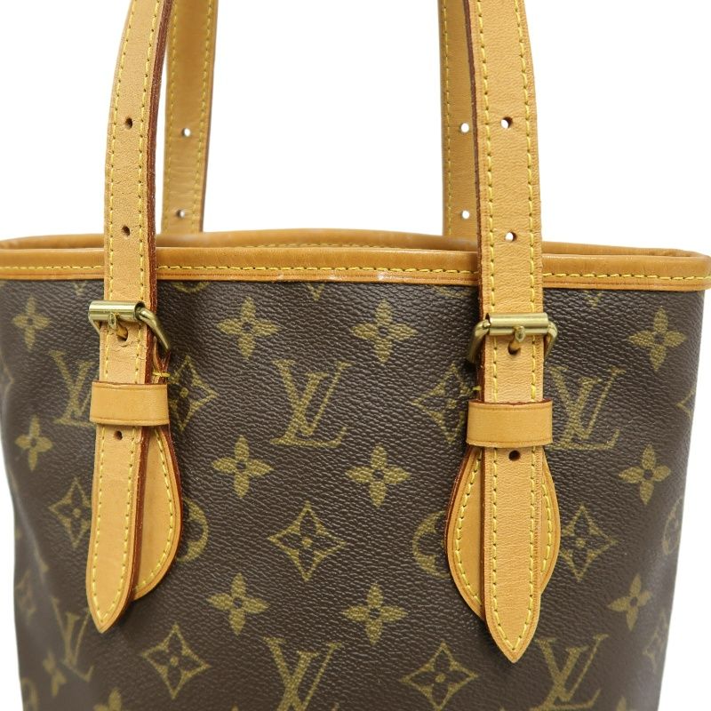 LOUIS VUITTON Bucket PM Monogram Handbag, Brown, With Pouch