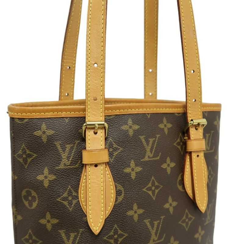 LOUIS VUITTON Bucket PM Monogram Handbag, Brown, With Pouch