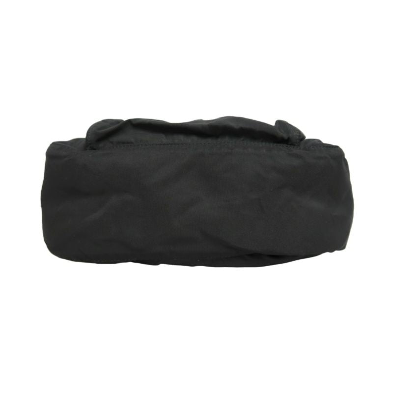 PRADA Shoulder Bag, Nylon, Black, Silver Hardware, PRADA Black Nylon Flap Crossbody Bag