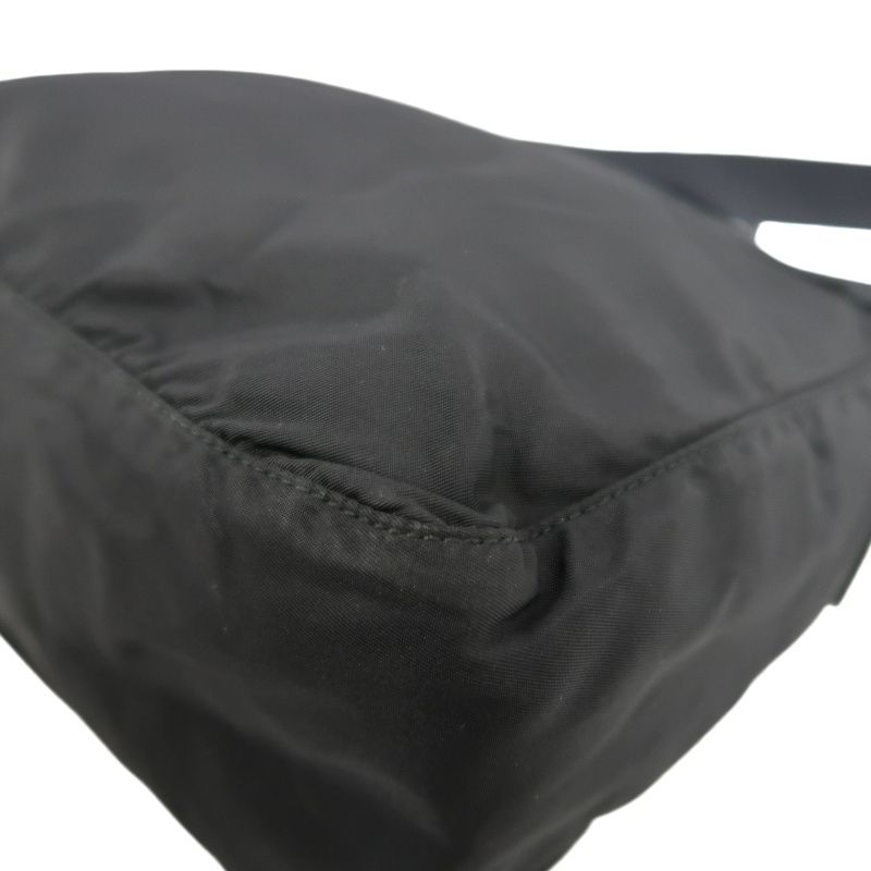 PRADA Shoulder Bag, Nylon, Black, Silver Hardware, PRADA Black Nylon Flap Crossbody Bag