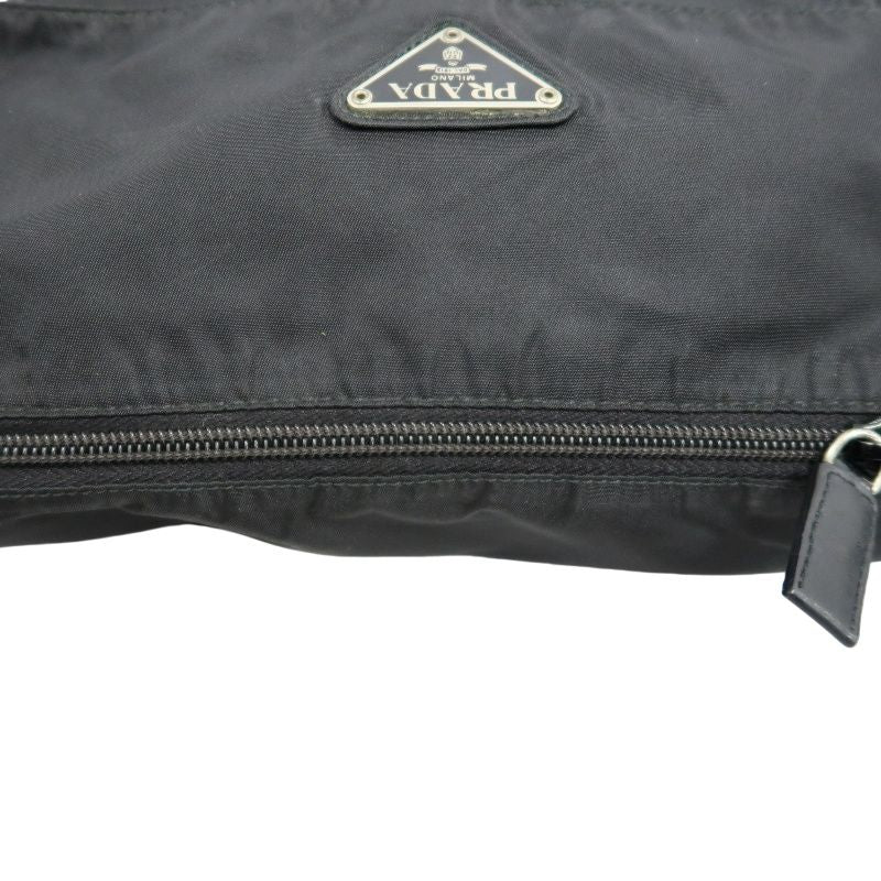 PRADA Shoulder Bag, Nylon, Black, Silver Hardware, PRADA Black Nylon Flap Crossbody Bag