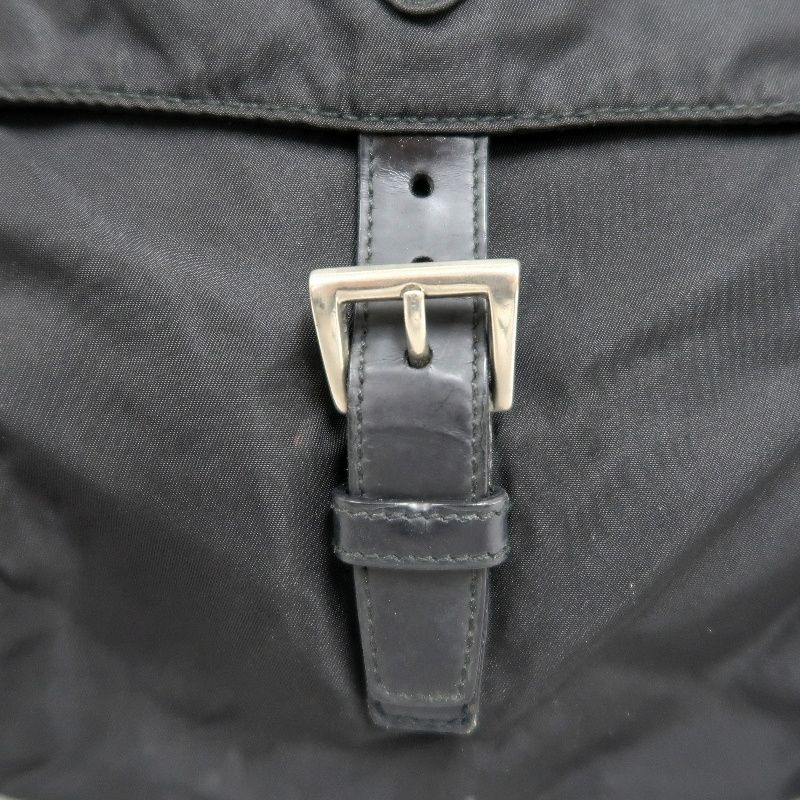 PRADA Shoulder Bag, Nylon, Black, Silver Hardware, PRADA Black Nylon Flap Crossbody Bag