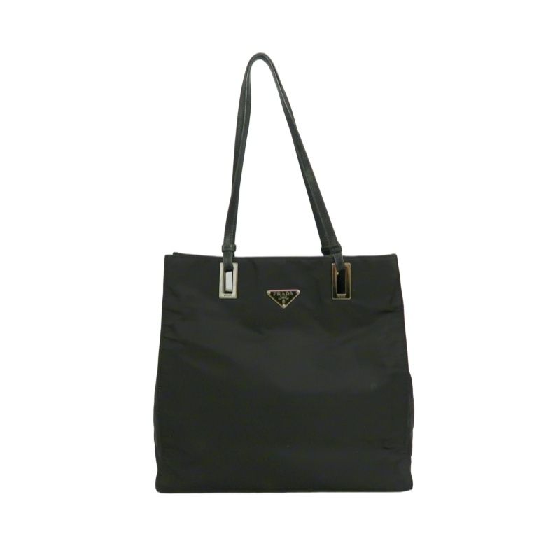 PRADA Black Nylon Canvas Tote Shoulder Bag