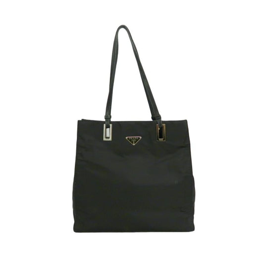PRADA Black Nylon Canvas Tote Shoulder Bag