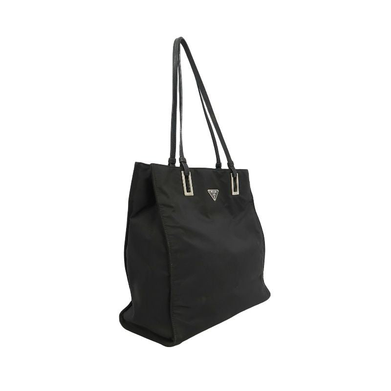 PRADA Black Nylon Canvas Tote Shoulder Bag