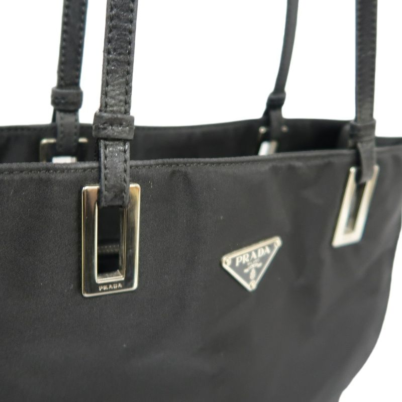 PRADA Black Nylon Canvas Tote Shoulder Bag