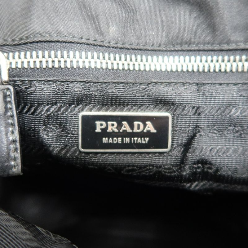 PRADA Black Nylon Canvas Tote Shoulder Bag