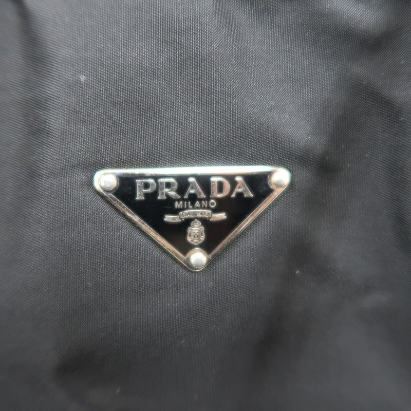 PRADA Black Nylon Canvas Tote Shoulder Bag