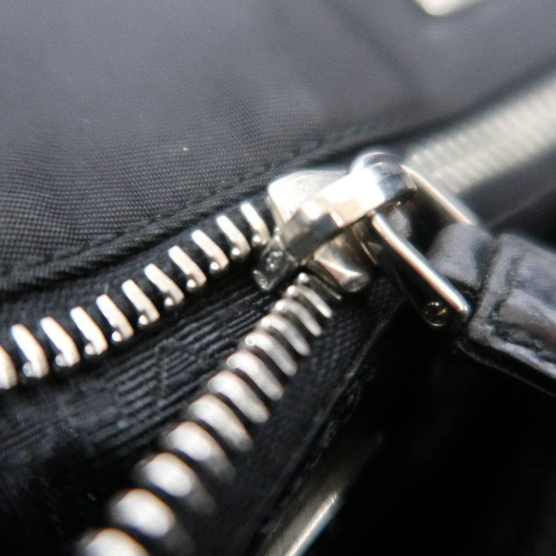PRADA Black Nylon Canvas Tote Shoulder Bag