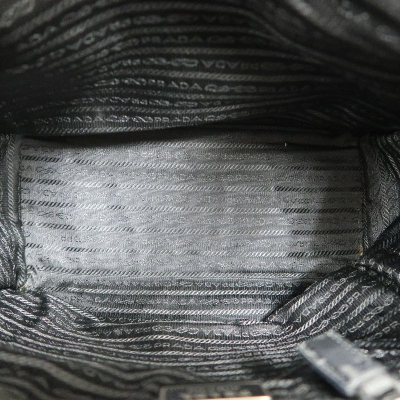 PRADA Black Nylon Canvas Tote Shoulder Bag