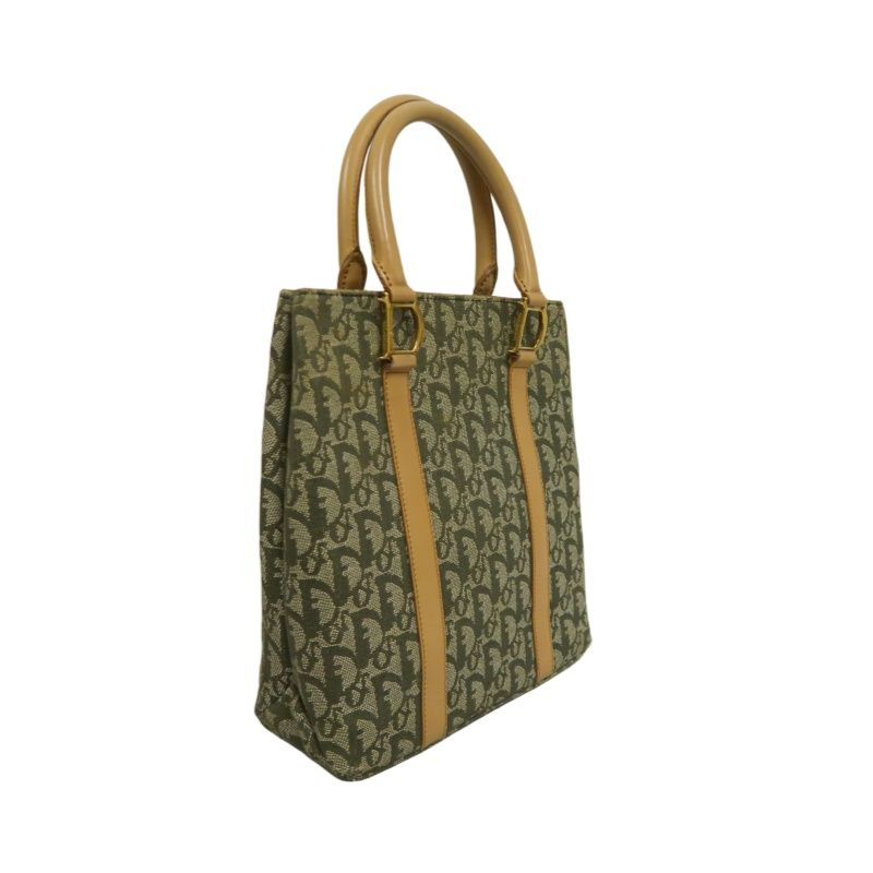 DIOR  Trotter Handbag, Canvas, Khaki, Gold Hardware, Comes with 2 Authenticity Cards