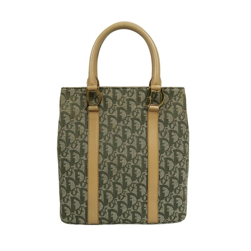 DIOR  Trotter Handbag, Canvas, Khaki, Gold Hardware, Comes with 2 Authenticity Cards