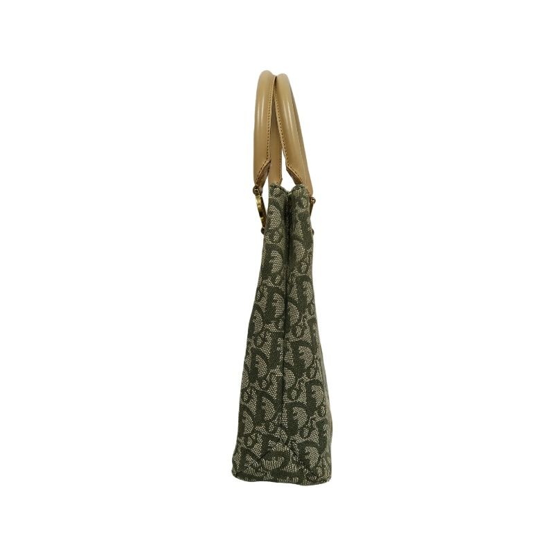DIOR  Trotter Handbag, Canvas, Khaki, Gold Hardware, Comes with 2 Authenticity Cards