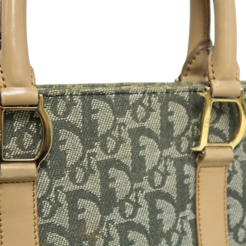 DIOR  Trotter Handbag, Canvas, Khaki, Gold Hardware, Comes with 2 Authenticity Cards