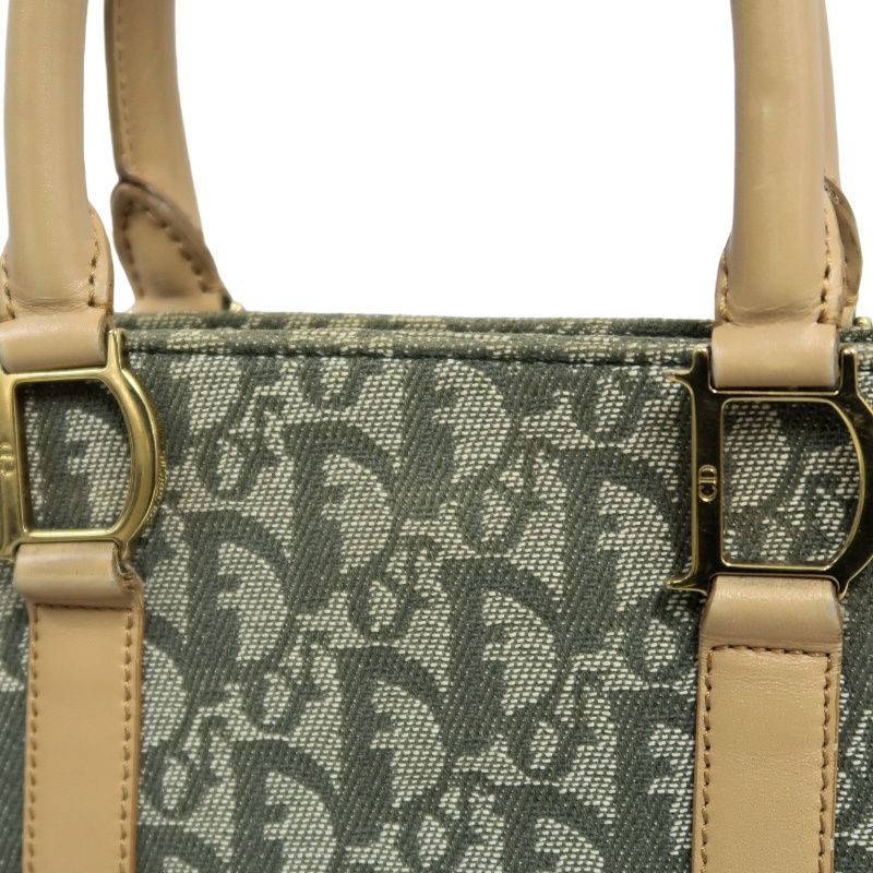 DIOR  Trotter Handbag, Canvas, Khaki, Gold Hardware, Comes with 2 Authenticity Cards