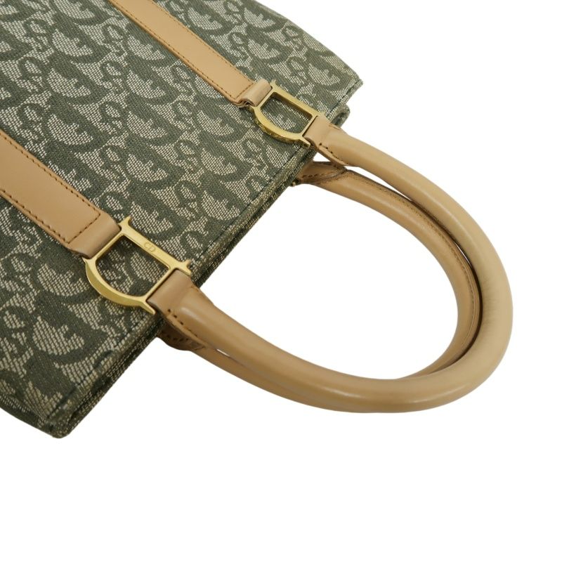 DIOR  Trotter Handbag, Canvas, Khaki, Gold Hardware, Comes with 2 Authenticity Cards