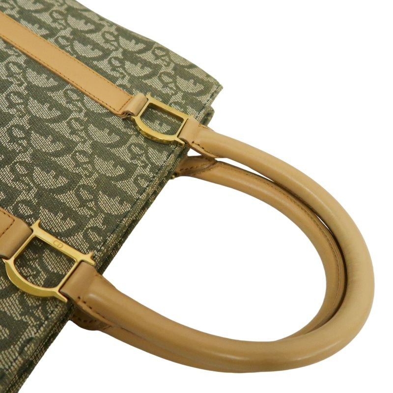DIOR  Trotter Handbag, Canvas, Khaki, Gold Hardware, Comes with 2 Authenticity Cards