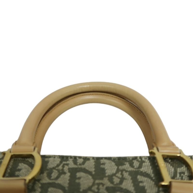 DIOR  Trotter Handbag, Canvas, Khaki, Gold Hardware, Comes with 2 Authenticity Cards