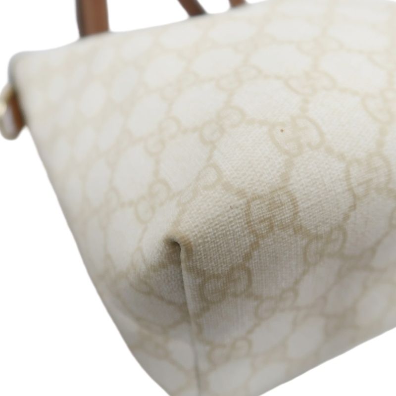 GUCCI GG Canvas Tote Bag Canvas With Leather Trim Beige/Brown Tote Bag Beige With Brown Leather Trim And Gold Hardware
