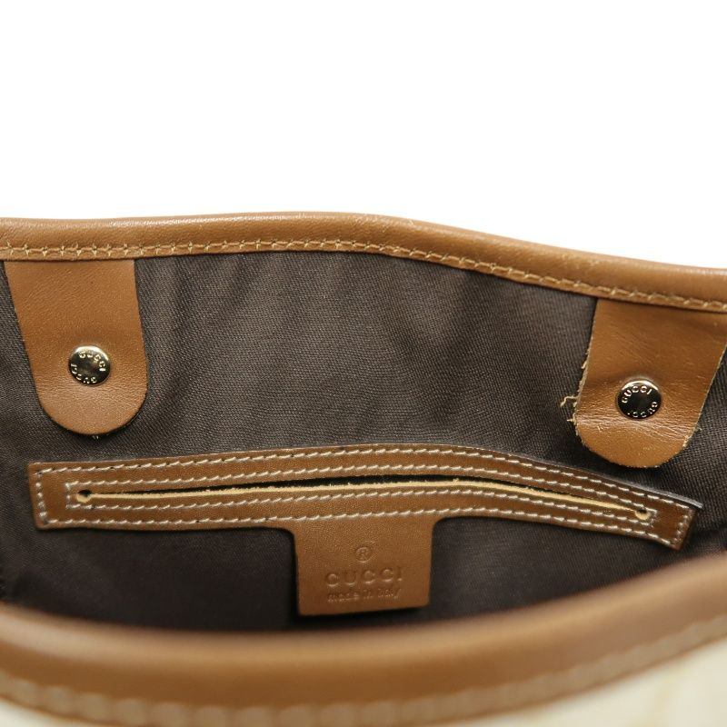 GUCCI GG Canvas Tote Bag Canvas With Leather Trim Beige/Brown Tote Bag Beige With Brown Leather Trim And Gold Hardware