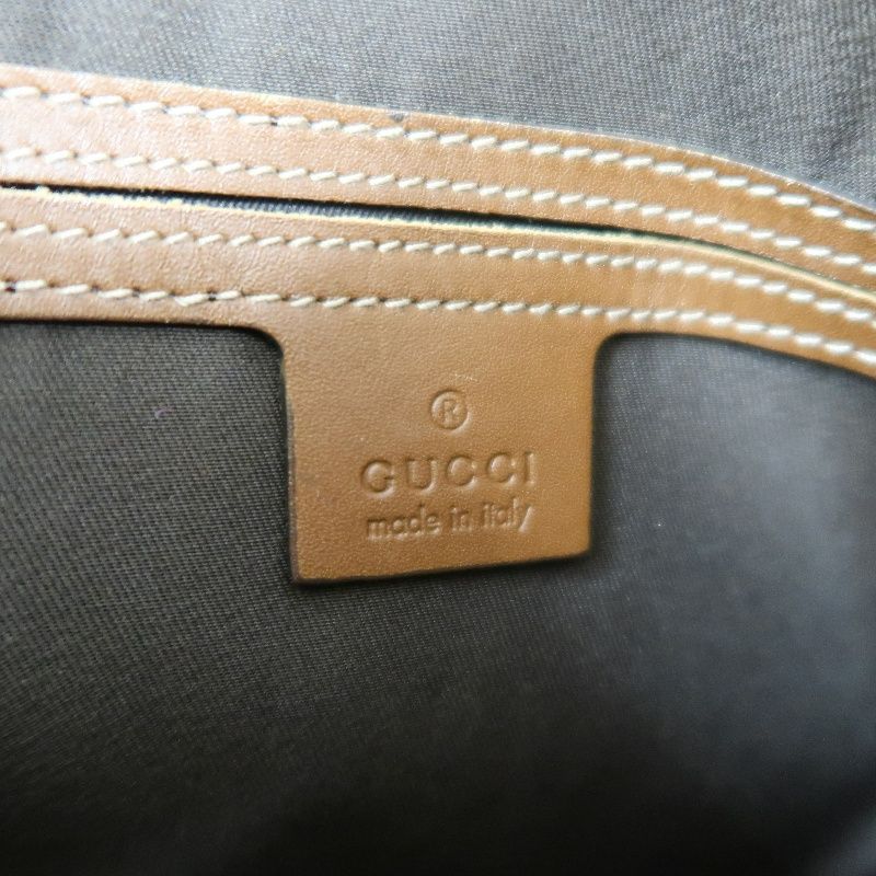 GUCCI GG Canvas Tote Bag Canvas With Leather Trim Beige/Brown Tote Bag Beige With Brown Leather Trim And Gold Hardware