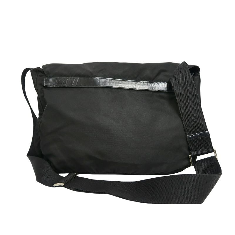 PRADA Messenger Bag, Nylon, Black, Silver Hardware