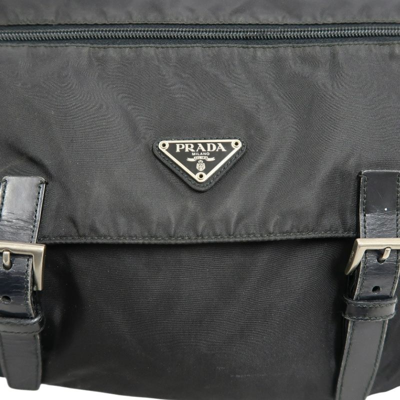 PRADA Messenger Bag, Nylon, Black, Silver Hardware